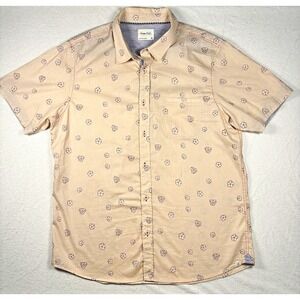 Sovereign Code Stream Men's XL Peach Floral Cotton Short Sleeve Shirt